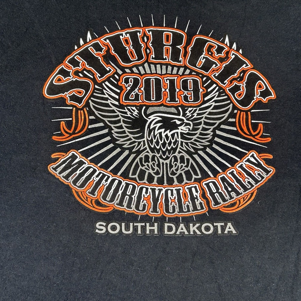 2019 Sturgis Biker Rally South Dakota Graphic T-Shirt in Black SZ L Freedom